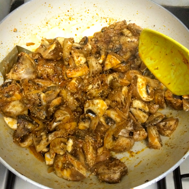 Stir that in, and stop the heat in five or until the mushrooms are 75% cooked